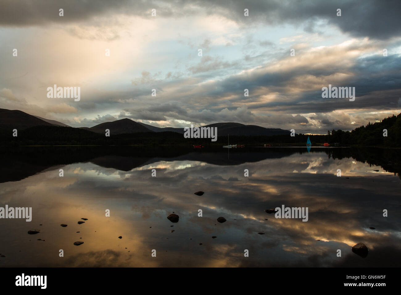 Loch Morlich, Scotland, at sunset Stock Photo - Alamy