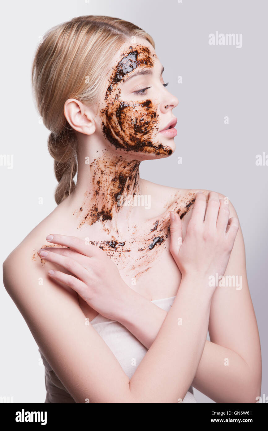 Woman peeling skin face hi-res stock photography and images - Alamy