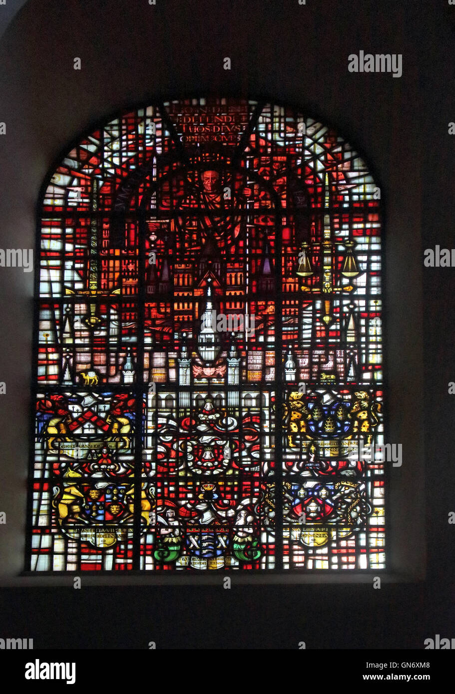 st mary le bow church stained glass window london Stock Photo Alamy