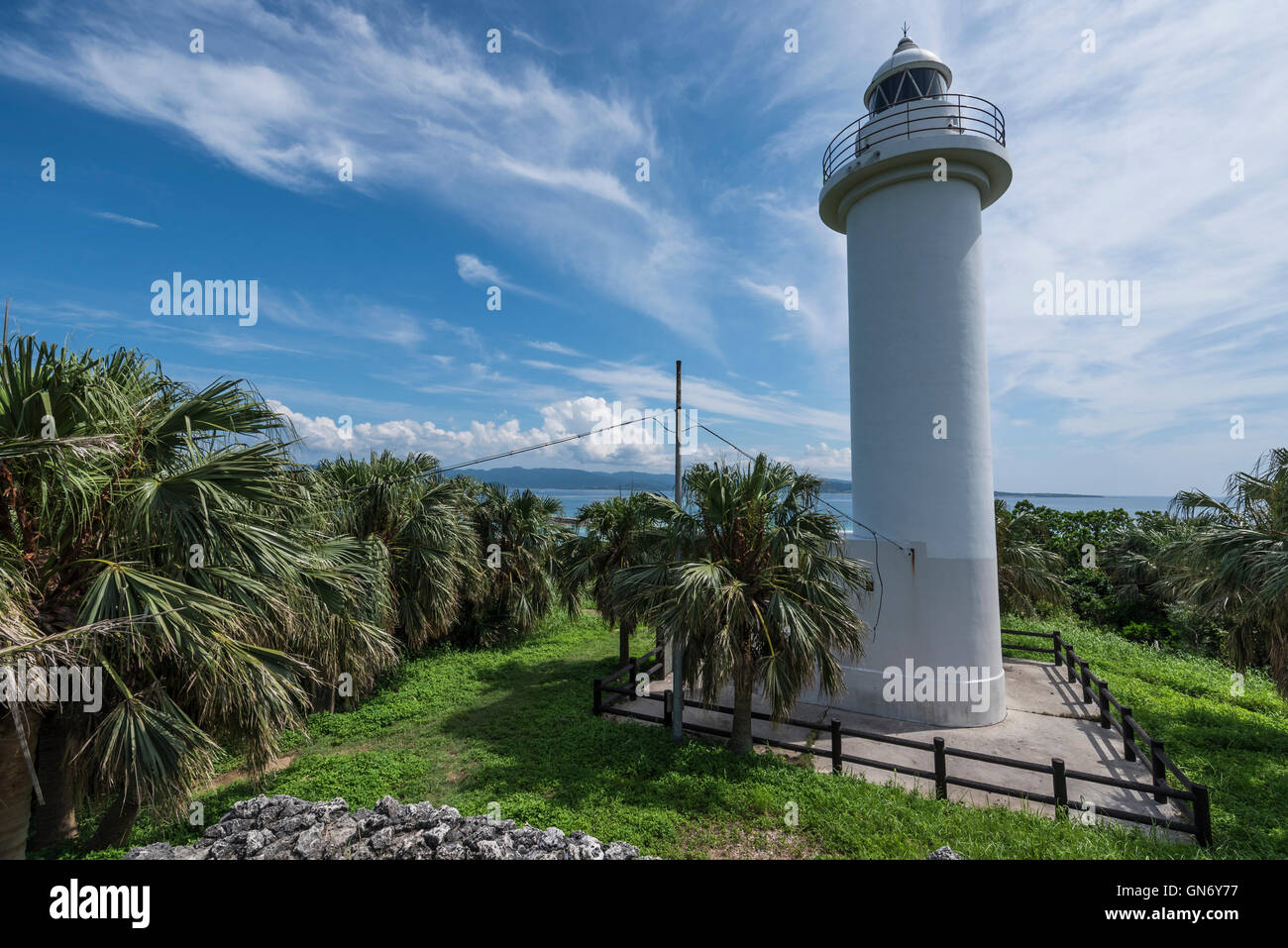 Lighthouse of Hatoma, Okinawa, Japan Stock Photo