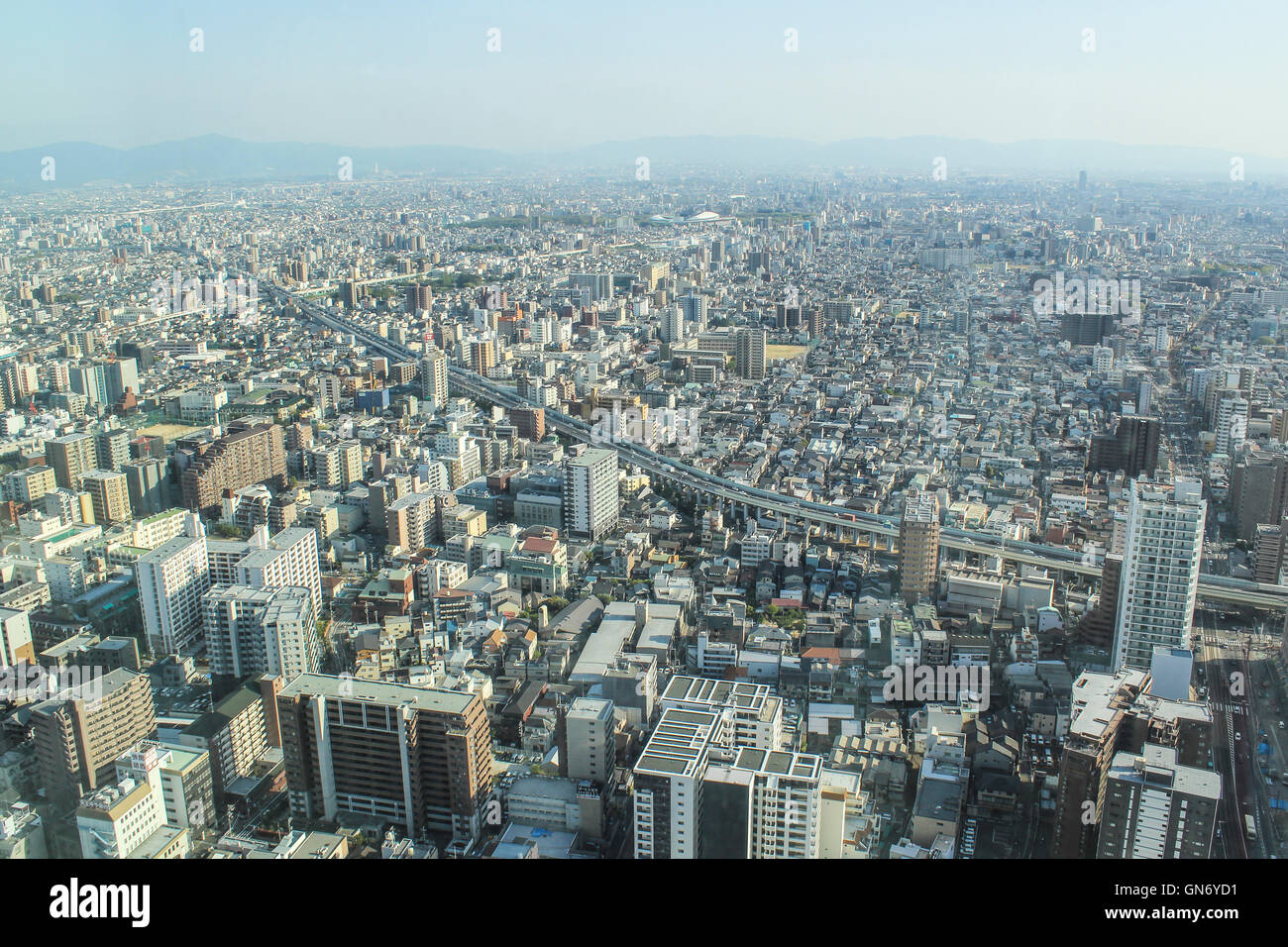 Overview of Osaka City, Asia, Japan Stock Photo