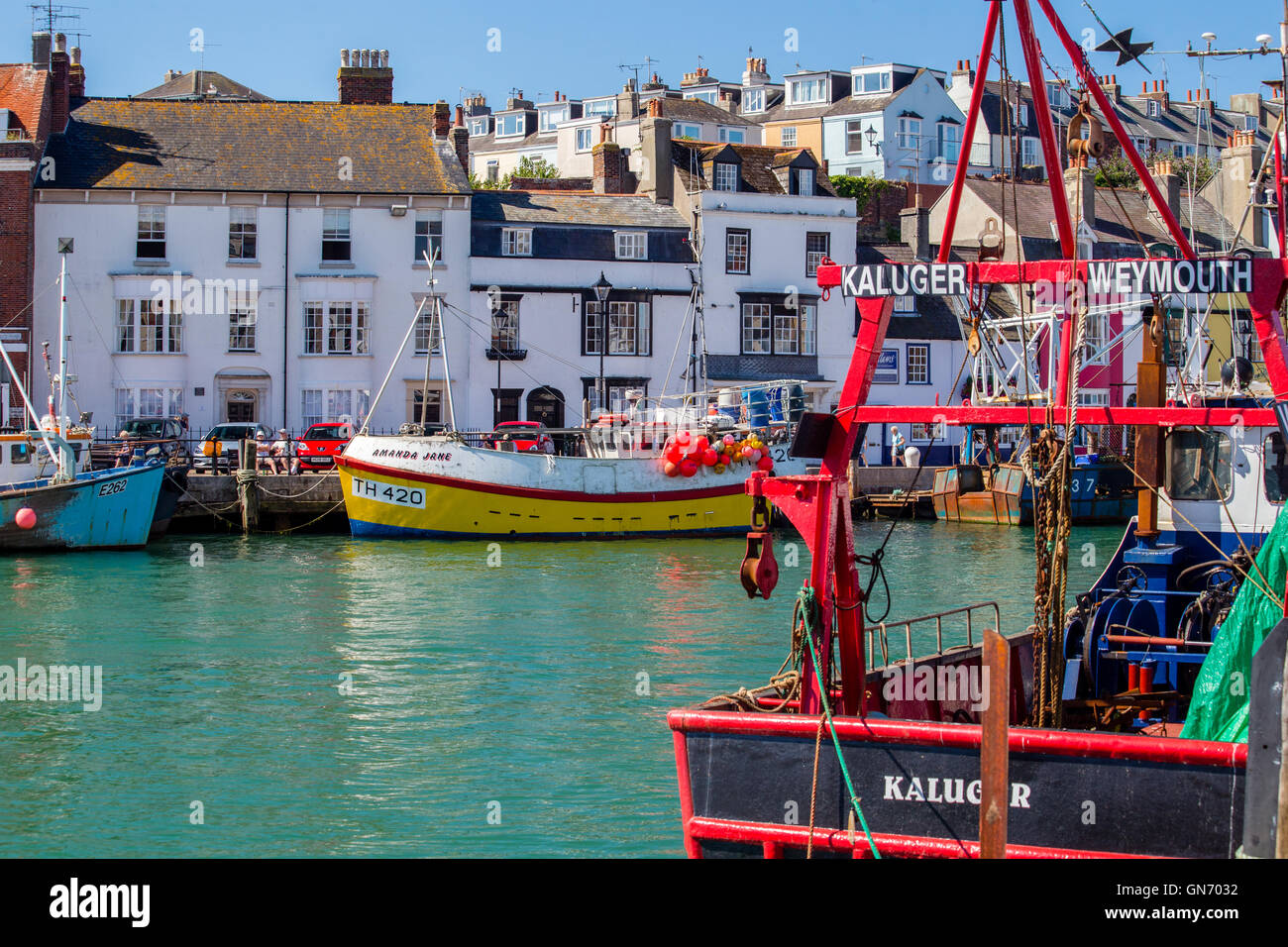 Fishing boats in Weymouth harbour, Dorset Stock Photo
