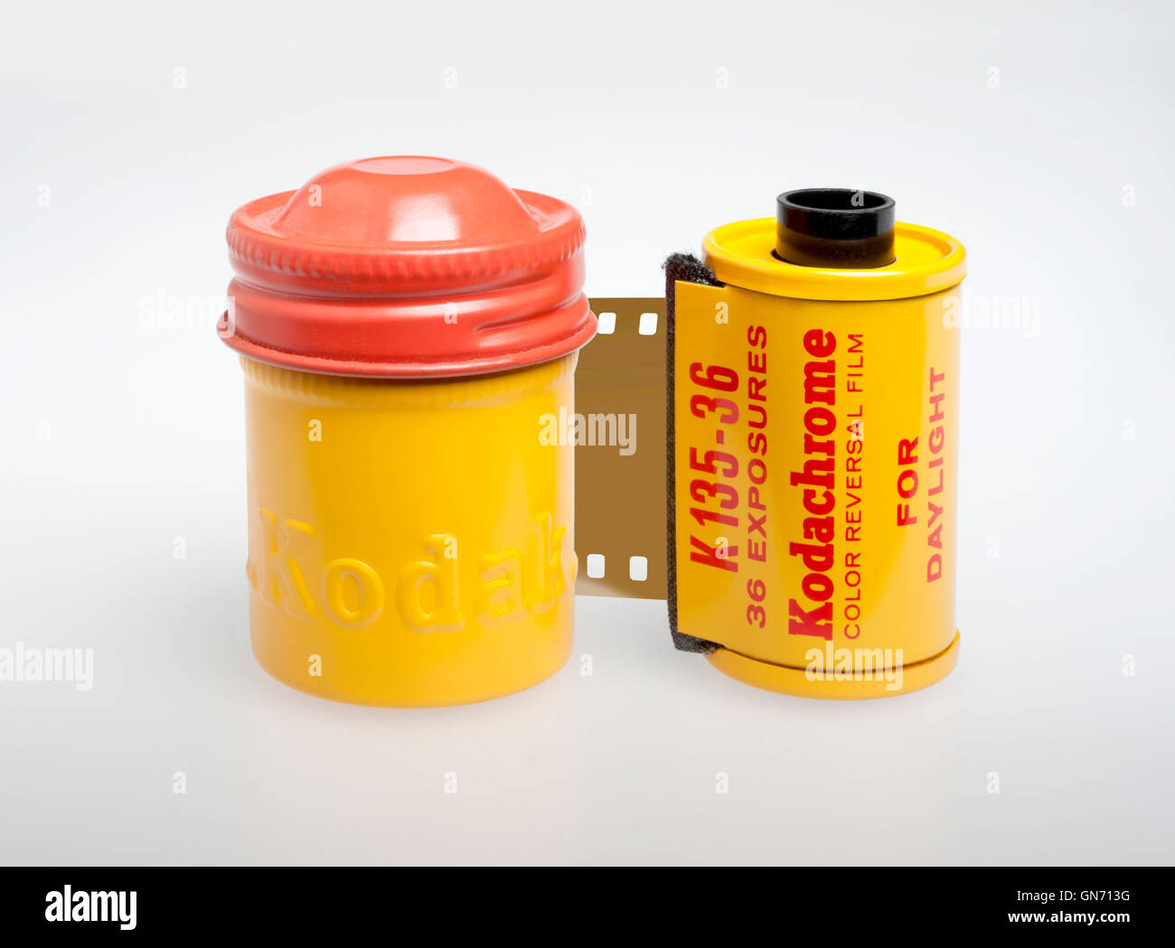 One roll of Kodak Kodachrome file with canister Stock Photo