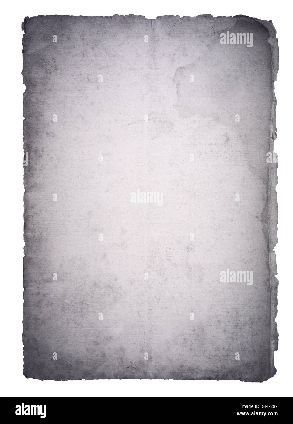 Old black paper isolated on white background Stock Photo