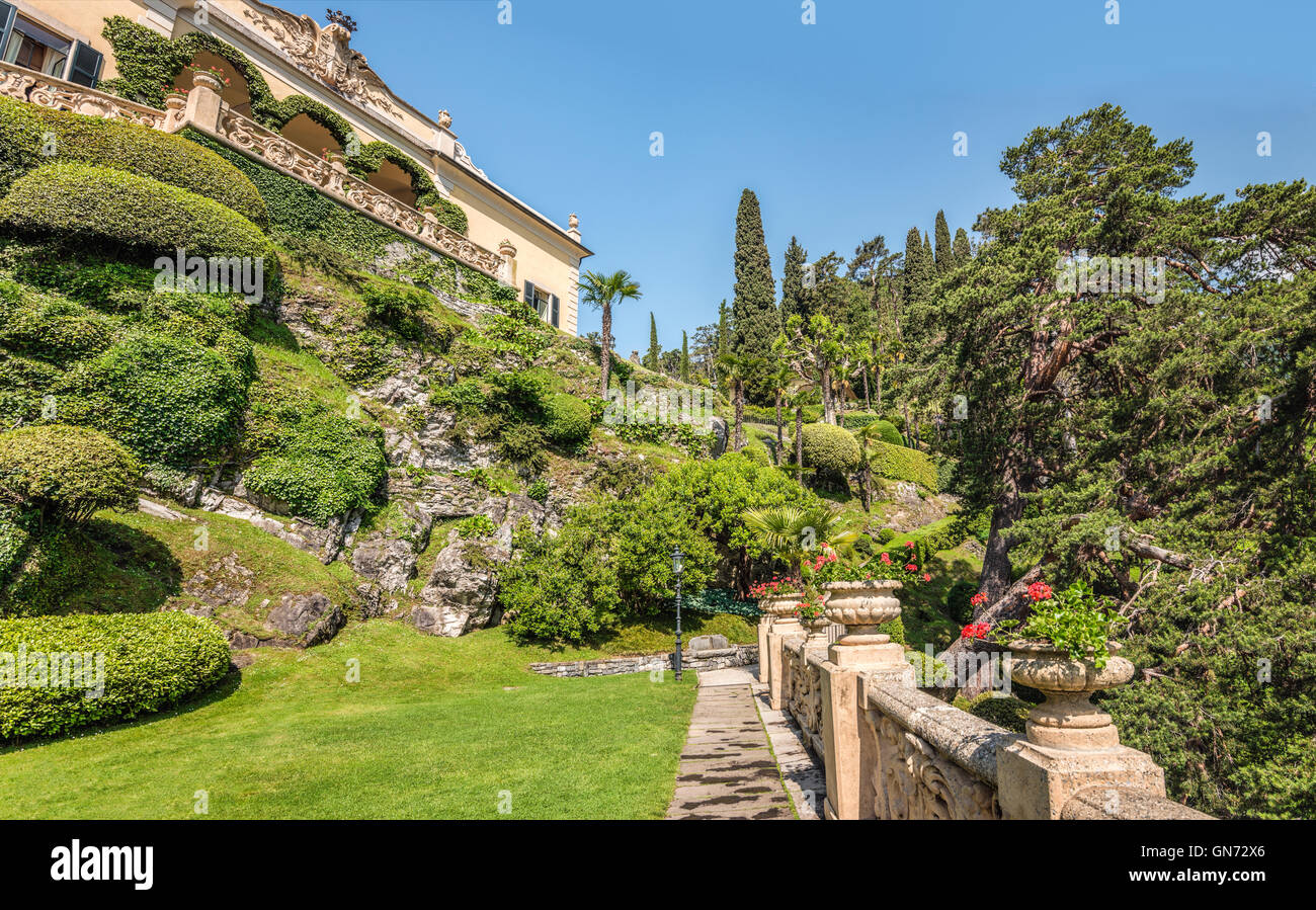 Garden of Villa Balbianello in Lenno at Lake Como (Lago di Como), Lombardy, Italy Stock Photo