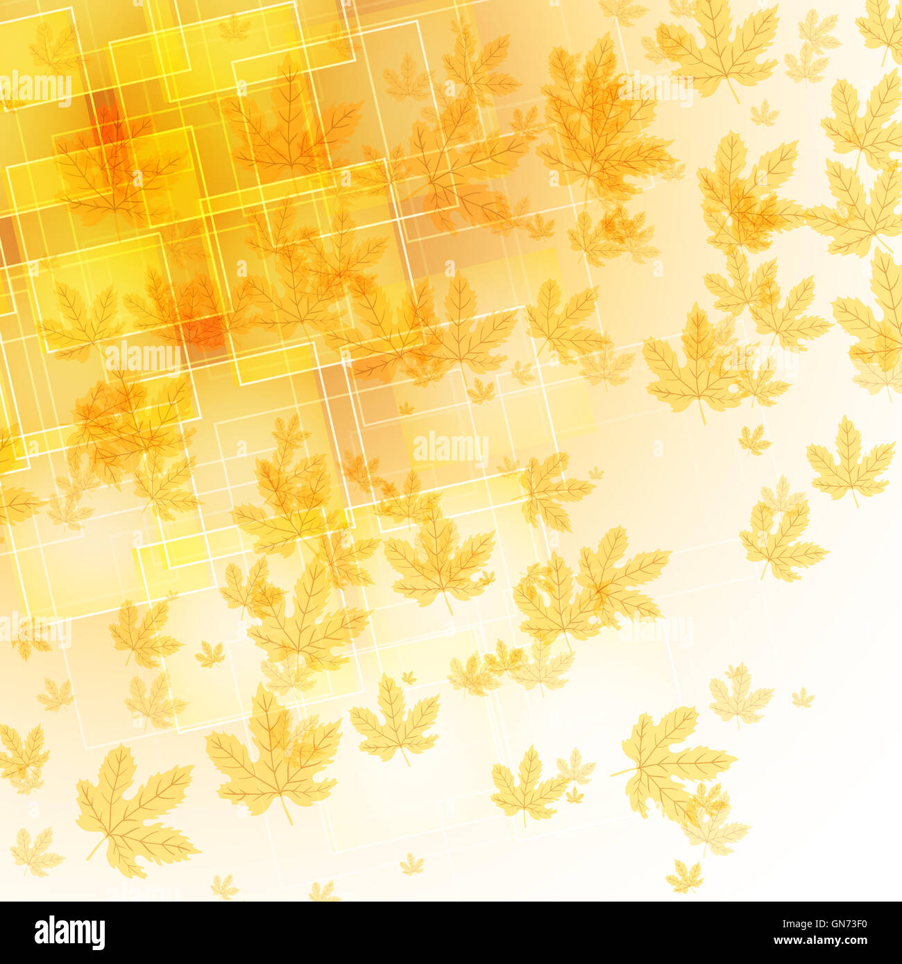 abstract background with transparent shapes and falling autumn maple ...