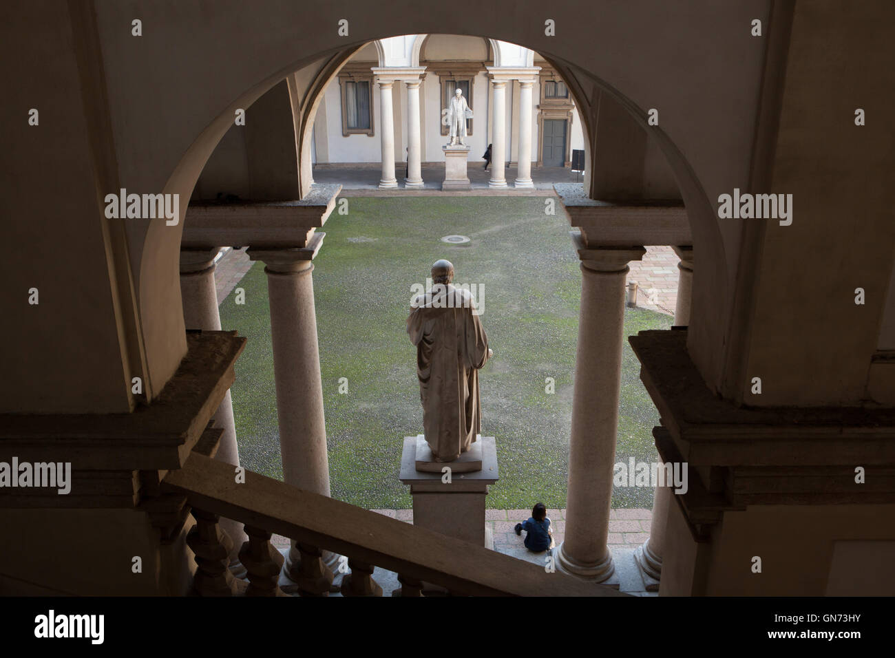 Statues in the courtyard of the Palazzo di Brera in Milan, Lombardy, Italy. Stock Photo