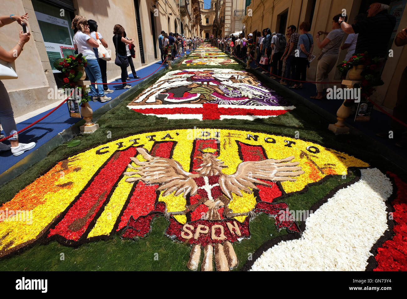 The Infiorata flower festival in Noto, via Nicolaci,Noto, Sicily, Italy