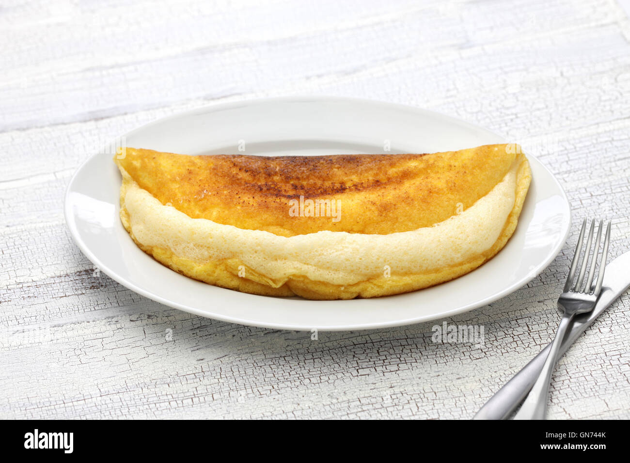 homemade mont saint michel style fluffy souffle omelet Stock Photo