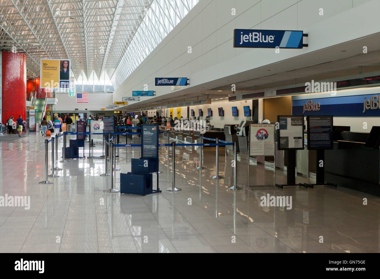 JetBlue Airlines ticket counter at BWI International airport - USA Stock Photo