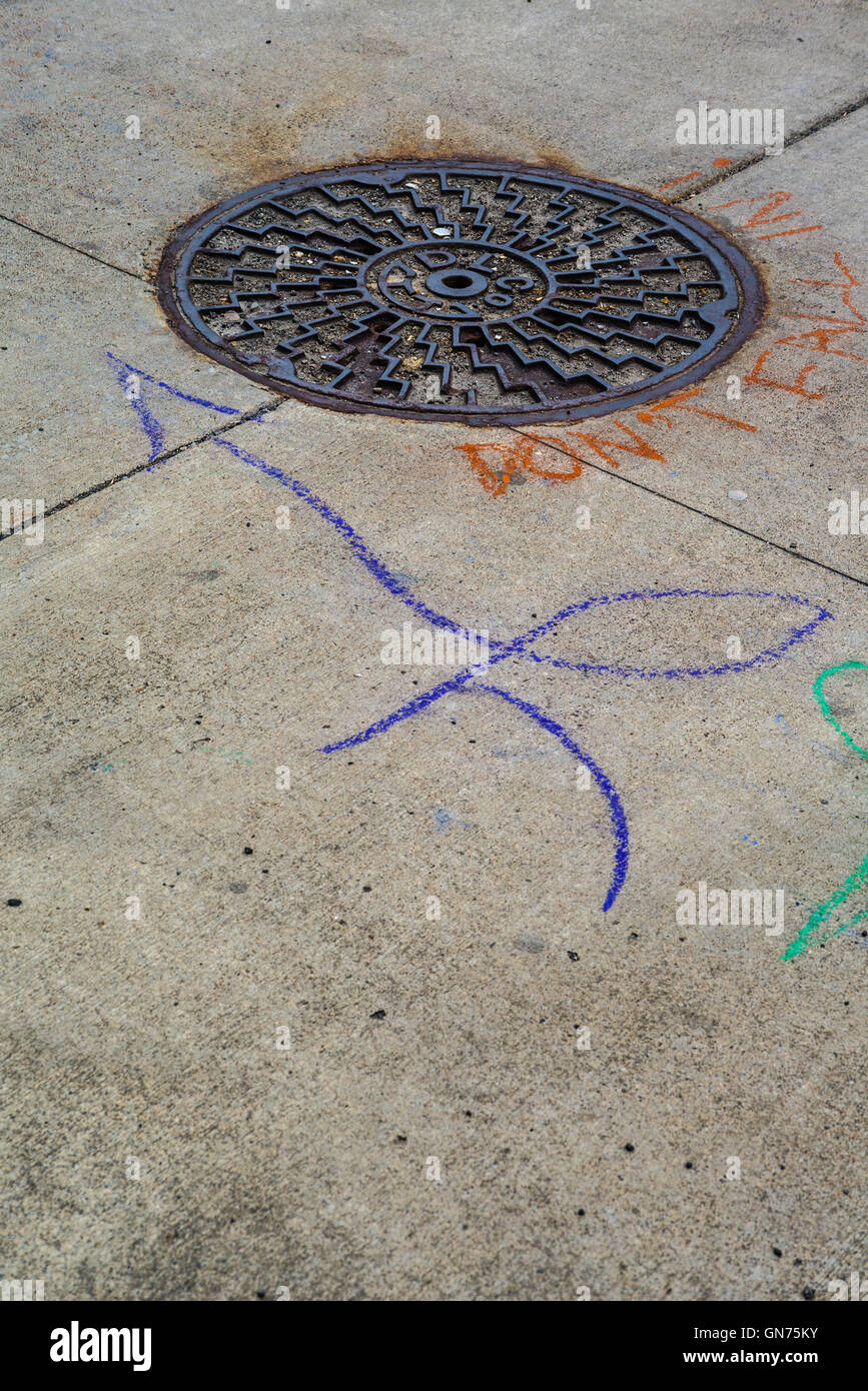 Sidewalk graffiti Stock Photo