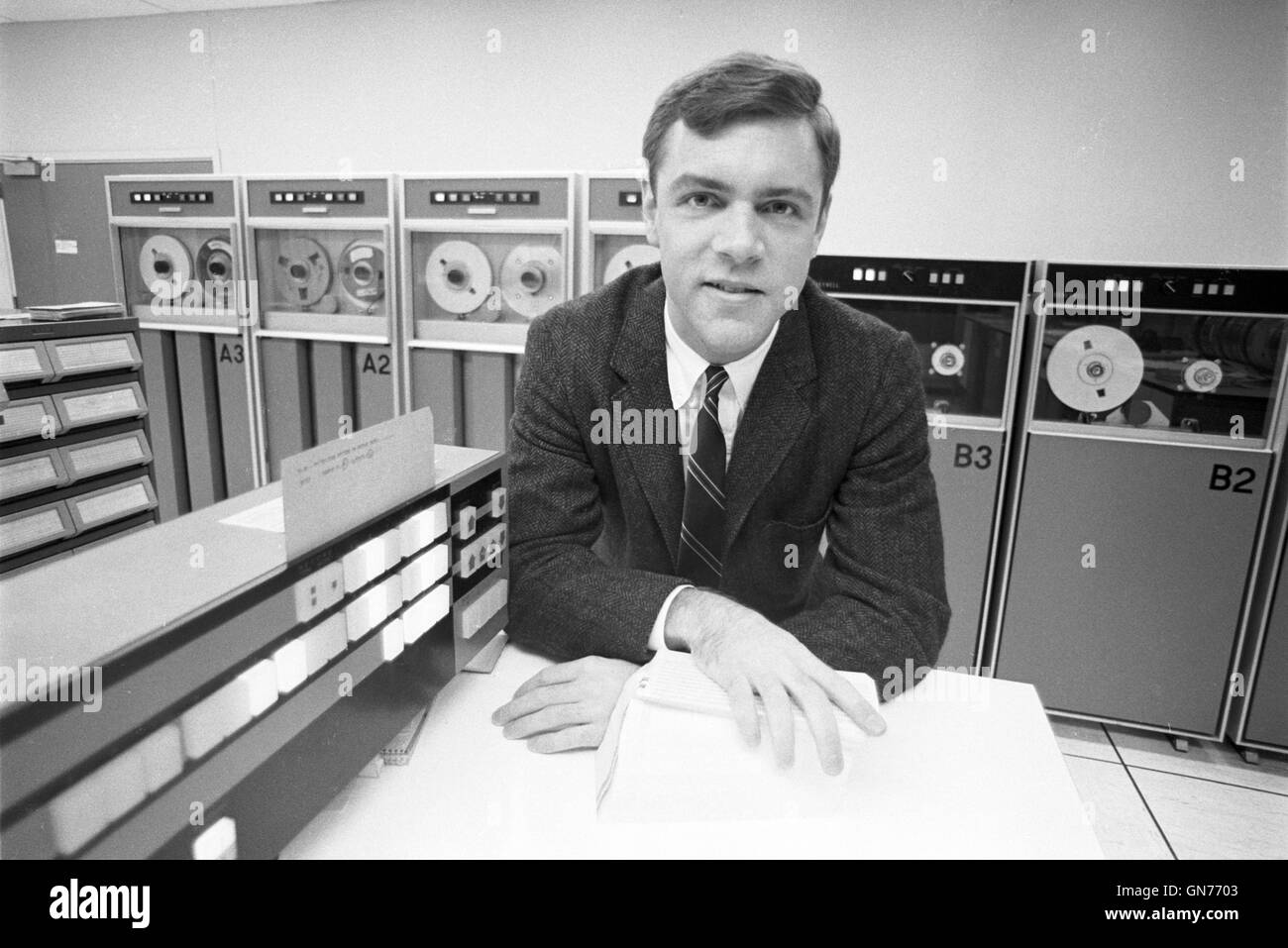 David Dewan, the founder of Contact, a computer dating service based in Cambridge, Massachusetts, in 1965. Stock Photo