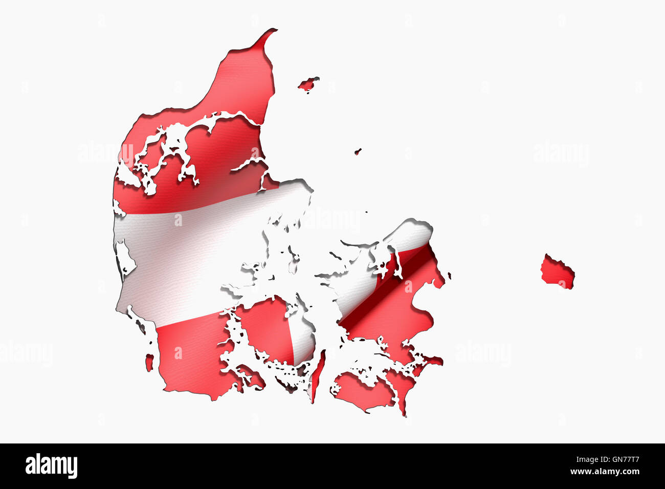 3d rendering of Denmark map and flag on white background Stock Photo ...