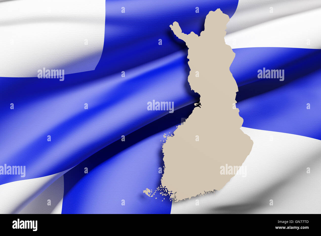 3d rendering of Finland map and flag on background Stock Photo - Alamy