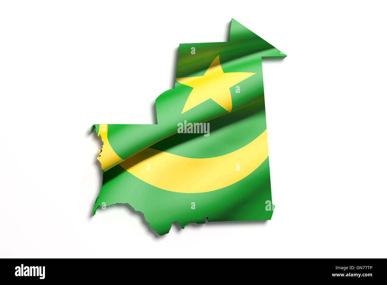 3d rendering of Mauritania map and flag on white background Stock Photo ...