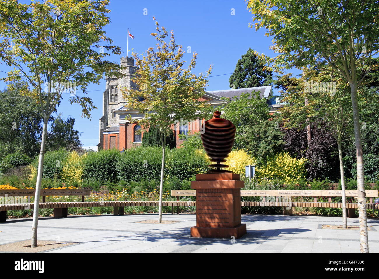 Alexander Pope's Urn sculpture and St Mary's church, Twickenham, Greater London, England, Great Britain United Kingdom UK Europe Stock Photo