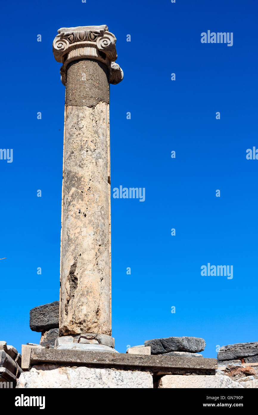 Ancient Column in Ephesus Stock Photo
