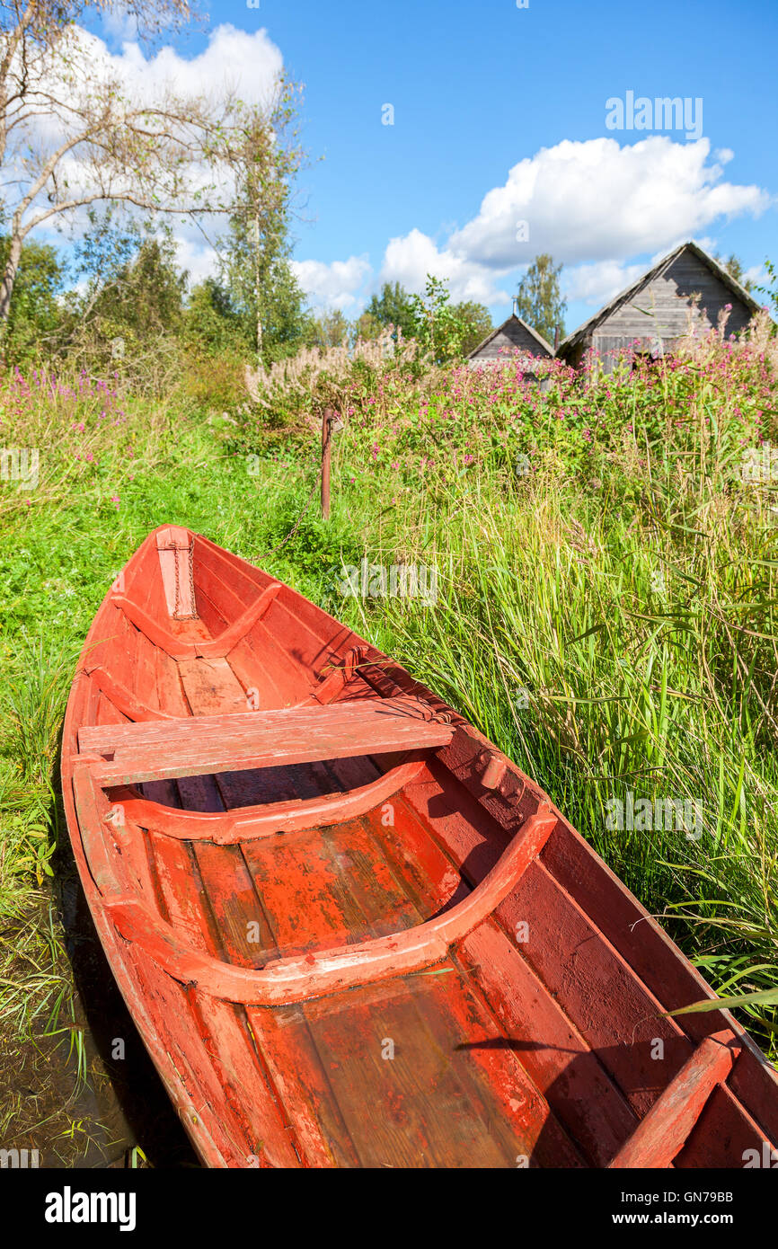 Old red wooden fishing boat hi-res stock photography and images - Alamy