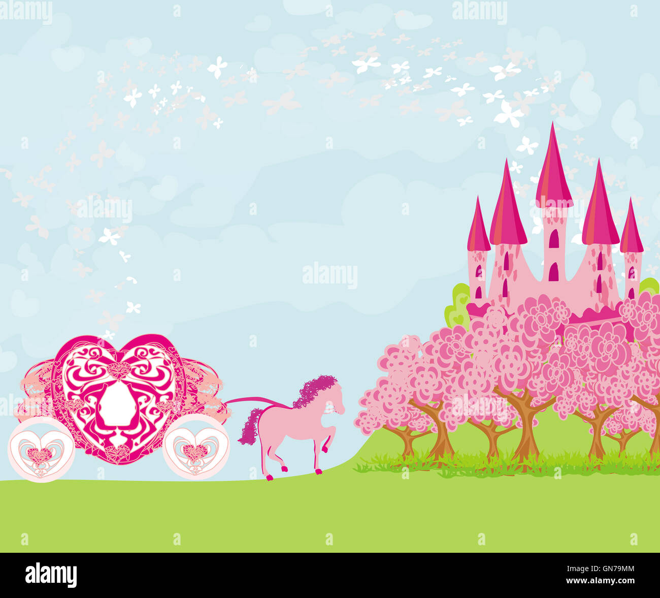 beautiful fairytale pink castle Stock Photo - Alamy