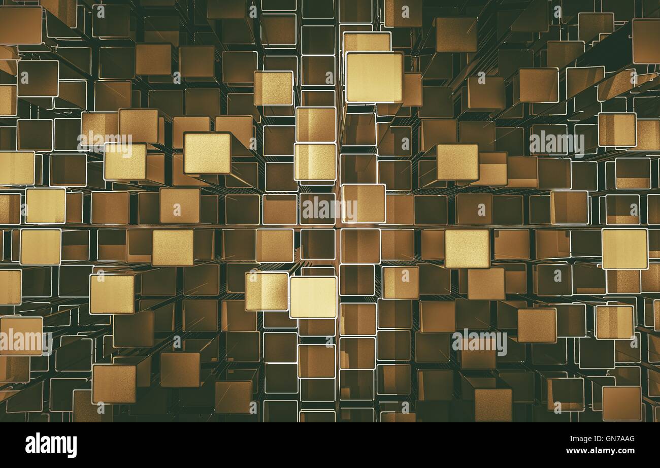 Golden Cubes Abstract Background 3D Render Illustration Stock Photo - Alamy