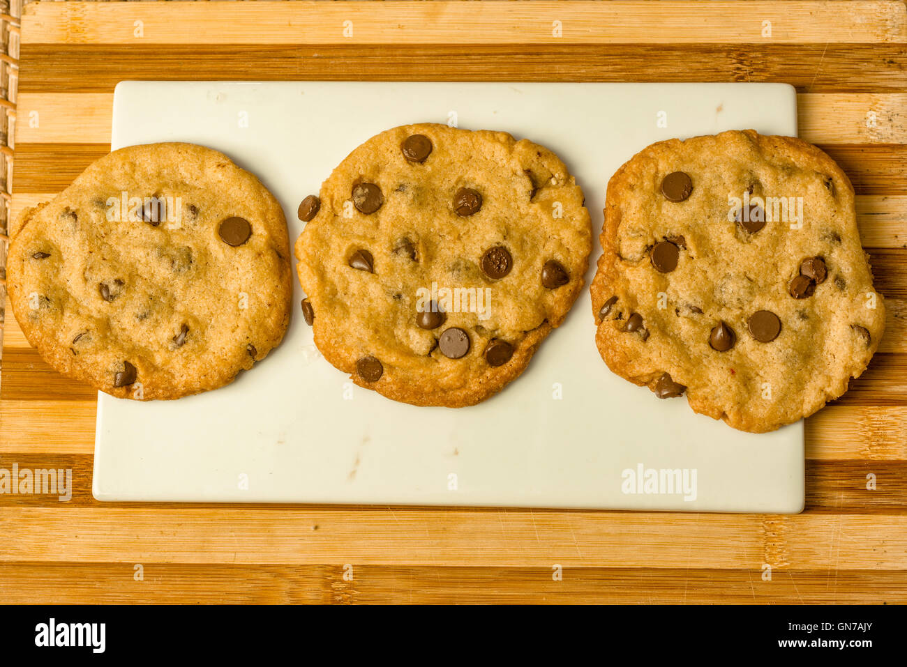 Vegan Chocolate Chips Cookies on a plate Stock Photo