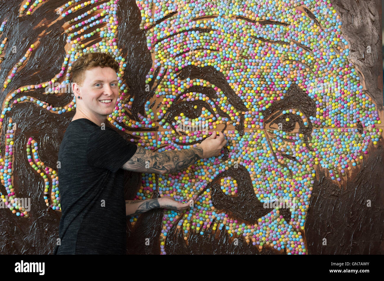 Cardiff artist Nathan Wyburn who created a portrait of Albert Einstein ...