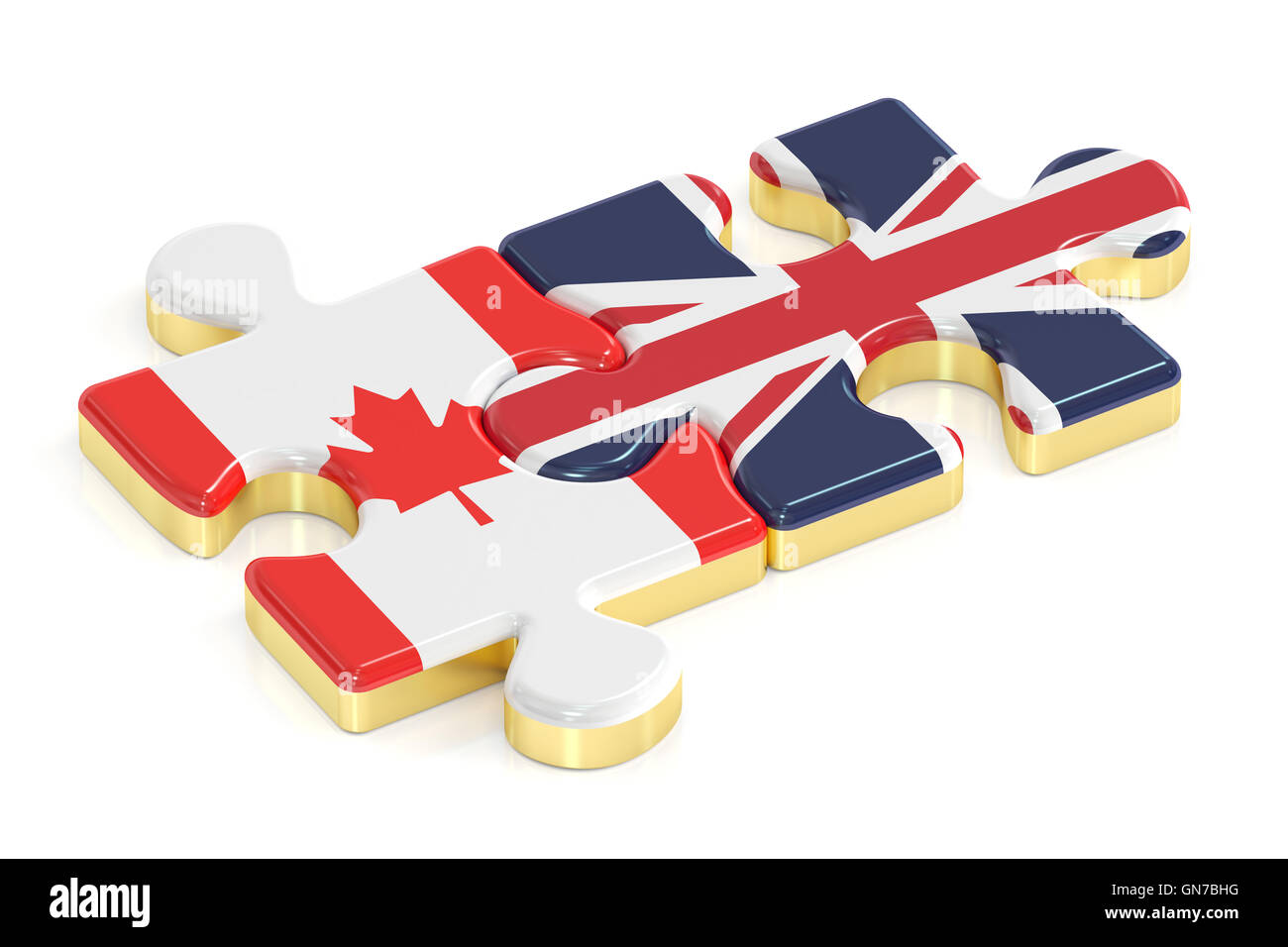 Great Britain and Canada puzzles from flags, 3D rendering Stock Photo
