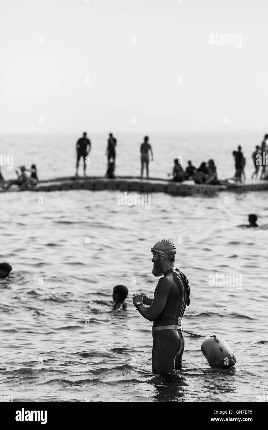 Swimmer in sea Black and White Stock Photos & Images - Alamy