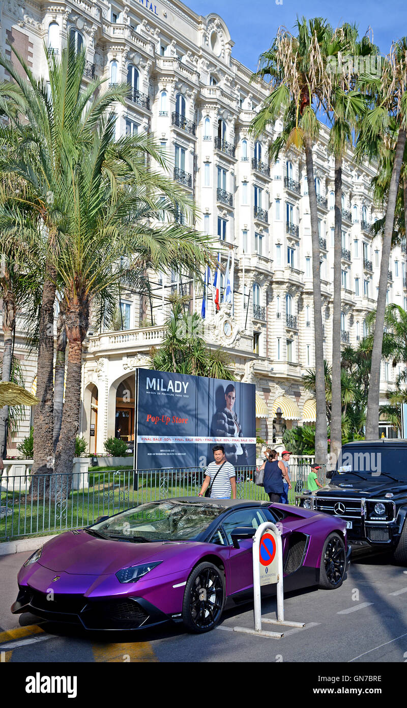 Lamborghini Car Before Carlton Hotel Boulevard De La Croisette Cannes Provence Alpes Cote D Azur France Stock Photo Alamy