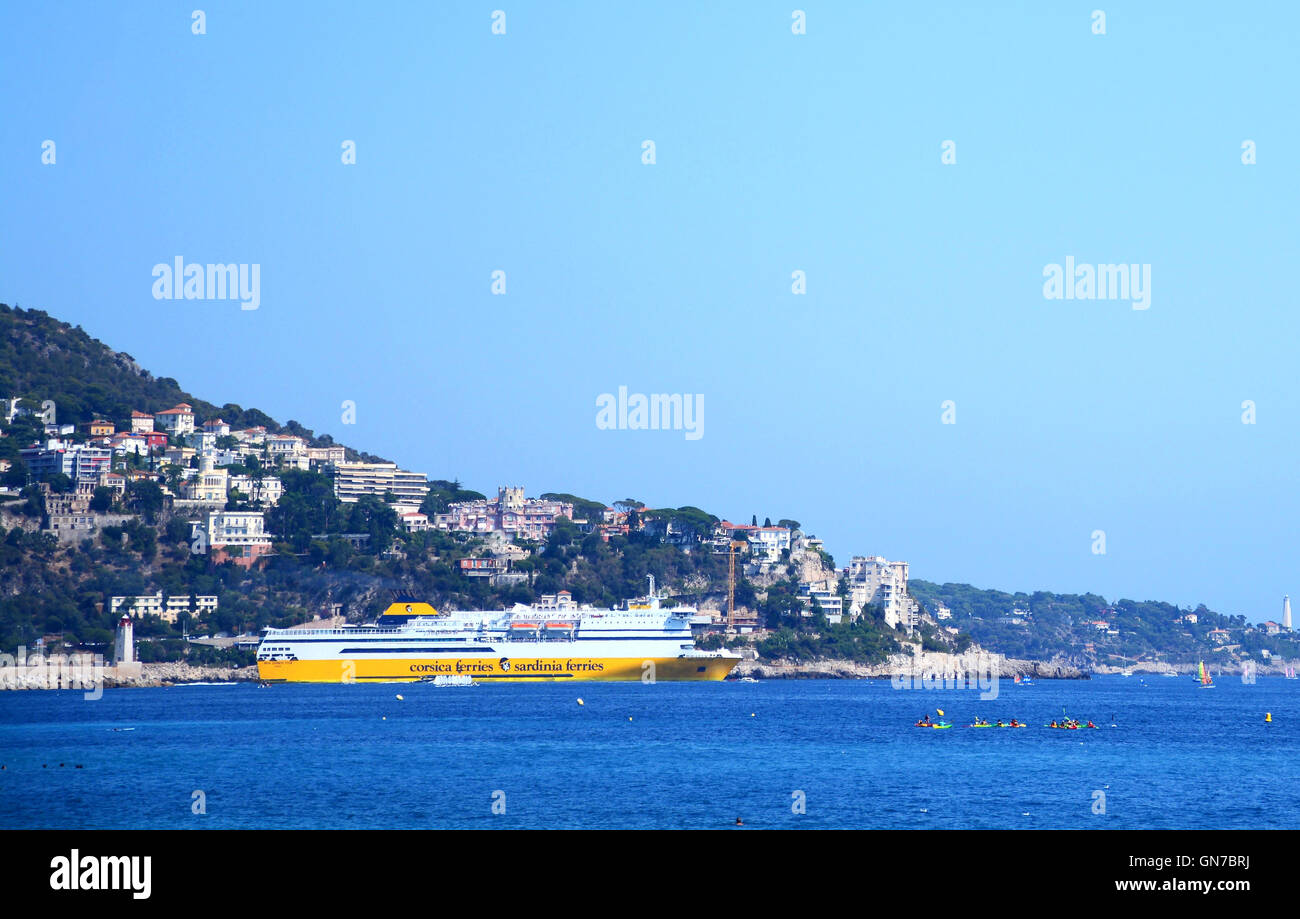 ferry boat leaving the port of Nice France Stock Photo