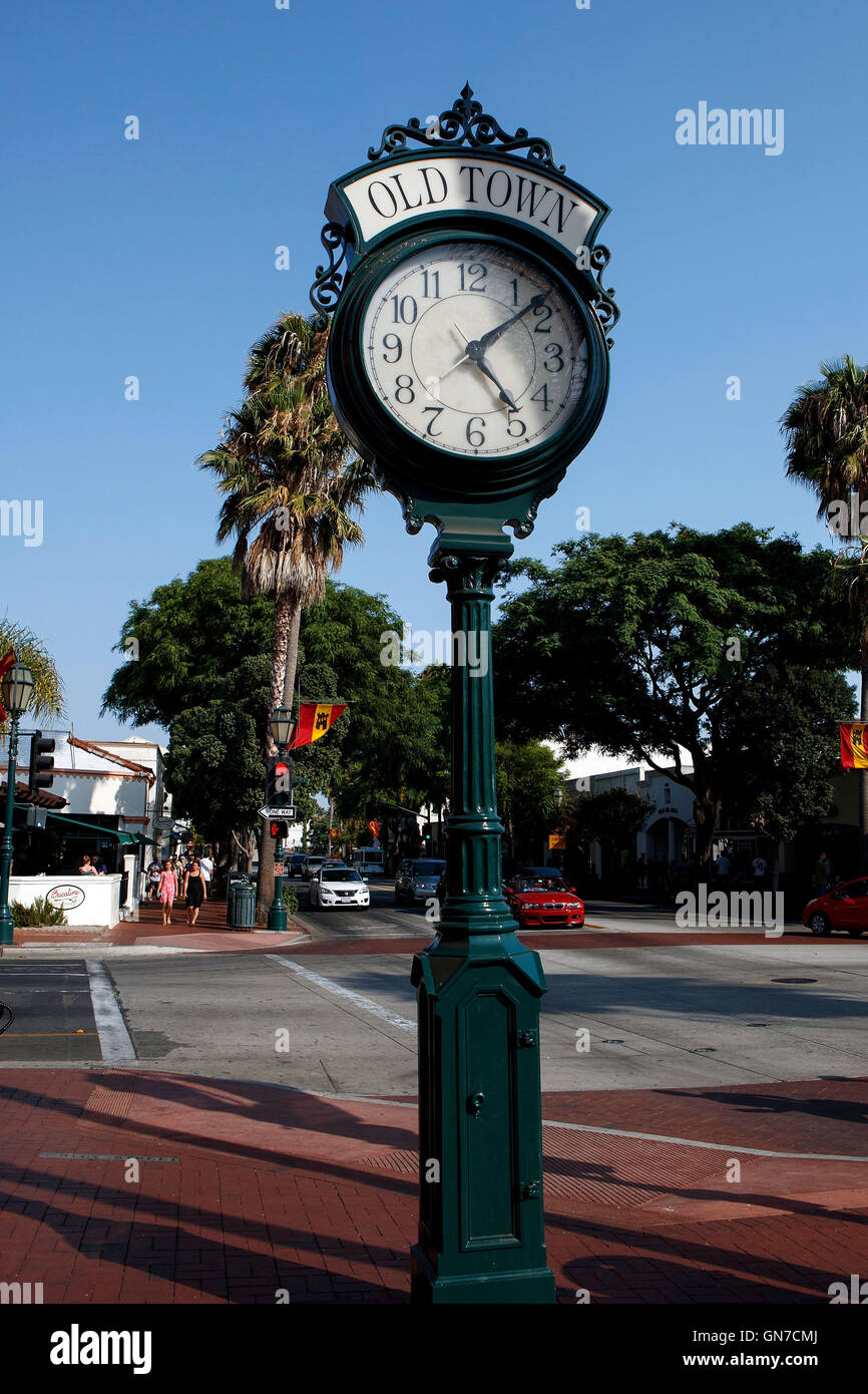 Clock during Spanish Days, Old Town, Santa Barbara, California, United