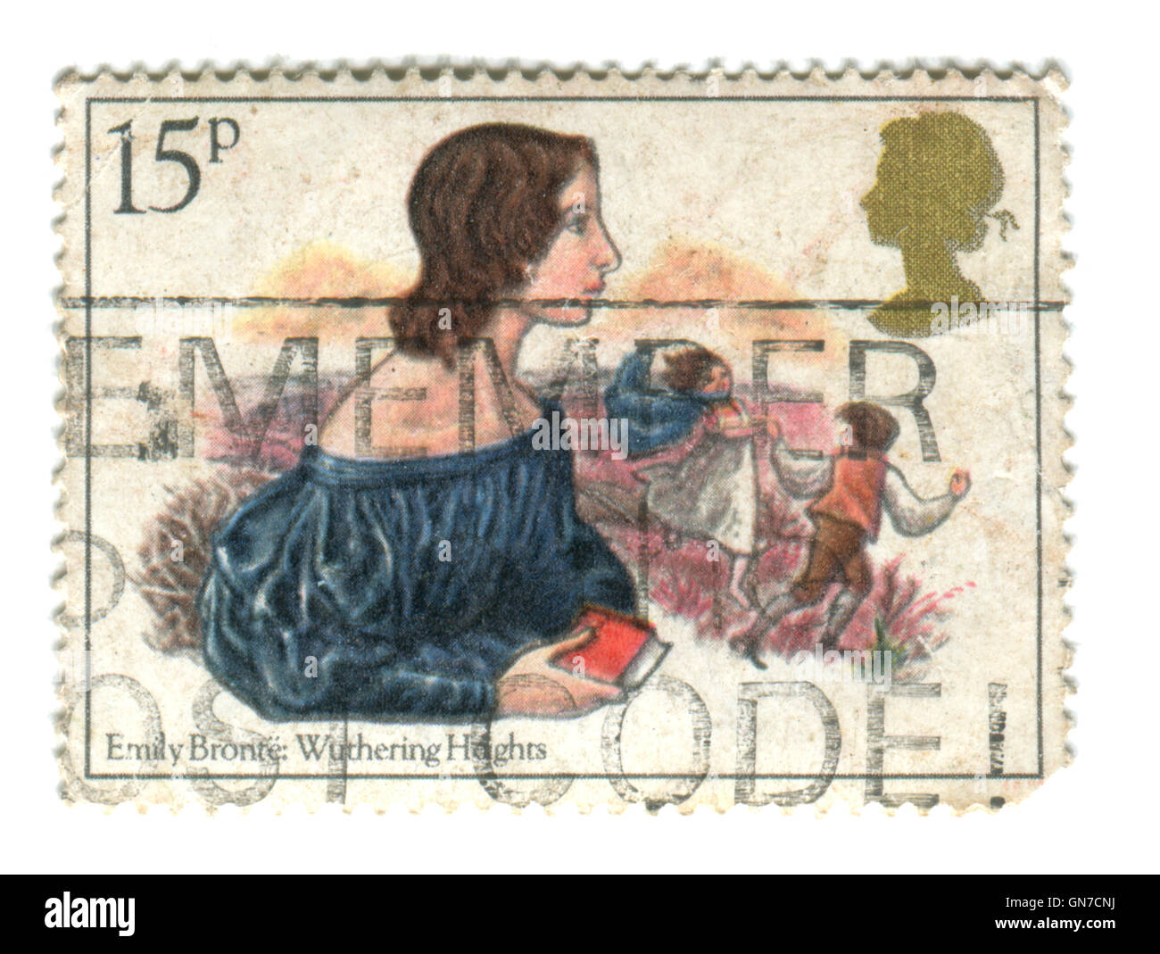 UNITED KINGDOM - CIRCA 1980: A used postage stamp printed in UK, showing Emily Bronte: Wuthering Heights Stock Photo