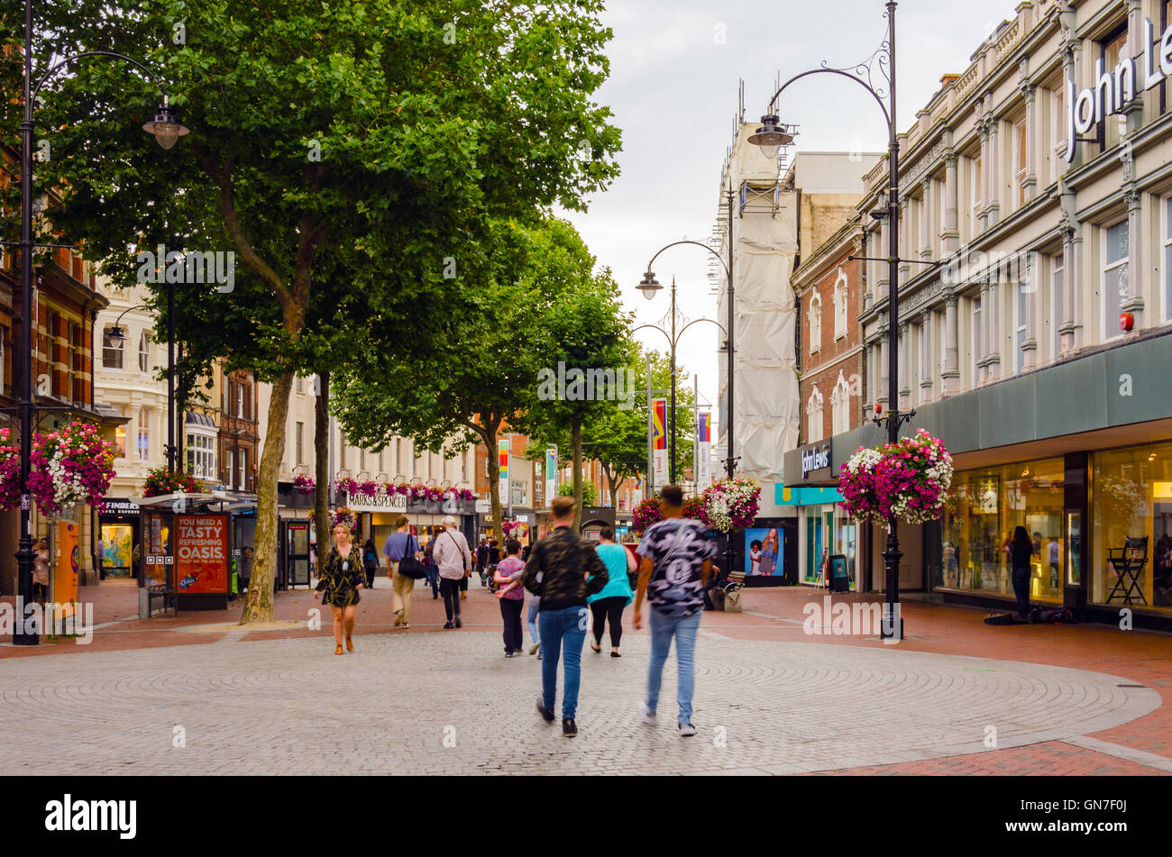 Broad Street in Reading is the main shopping street in the town centre. Stock Photo