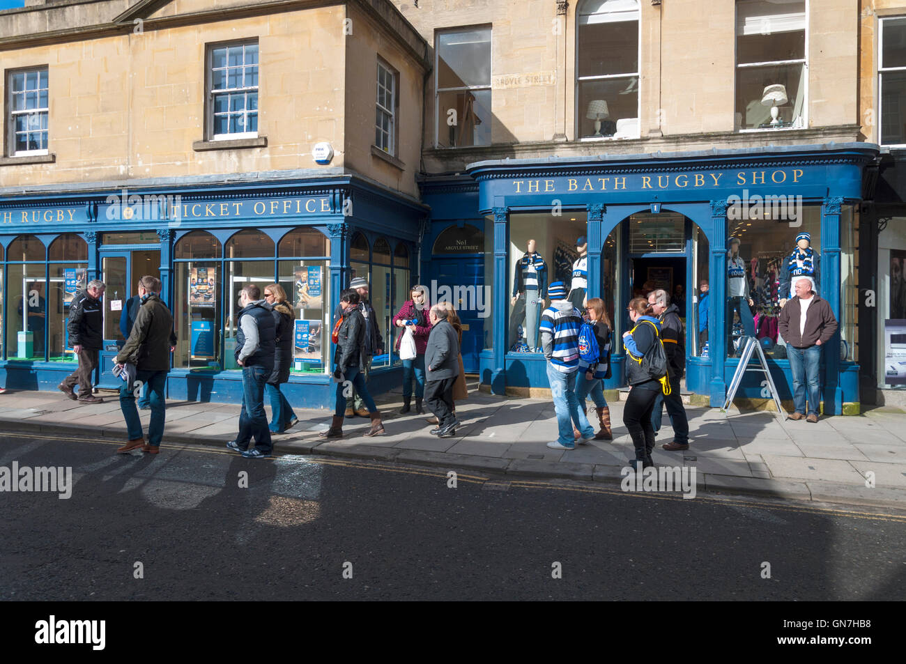 Bath rugby shop and ticket office on Argyle Street in Bath, Somerset on