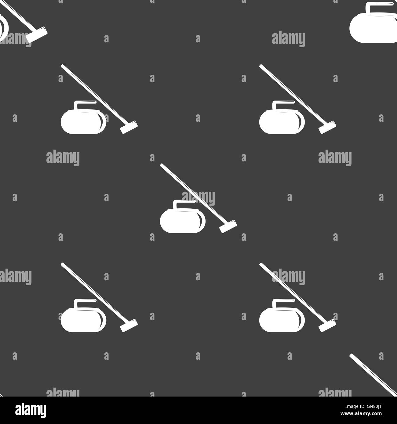 The stone for curling icon sign. Seamless pattern on a gray background ...
