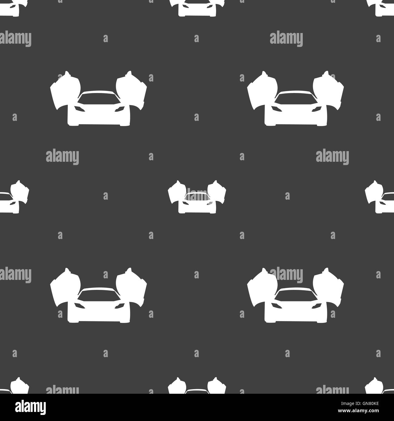 sports car icon sign. Seamless pattern on a gray background. Vector ...