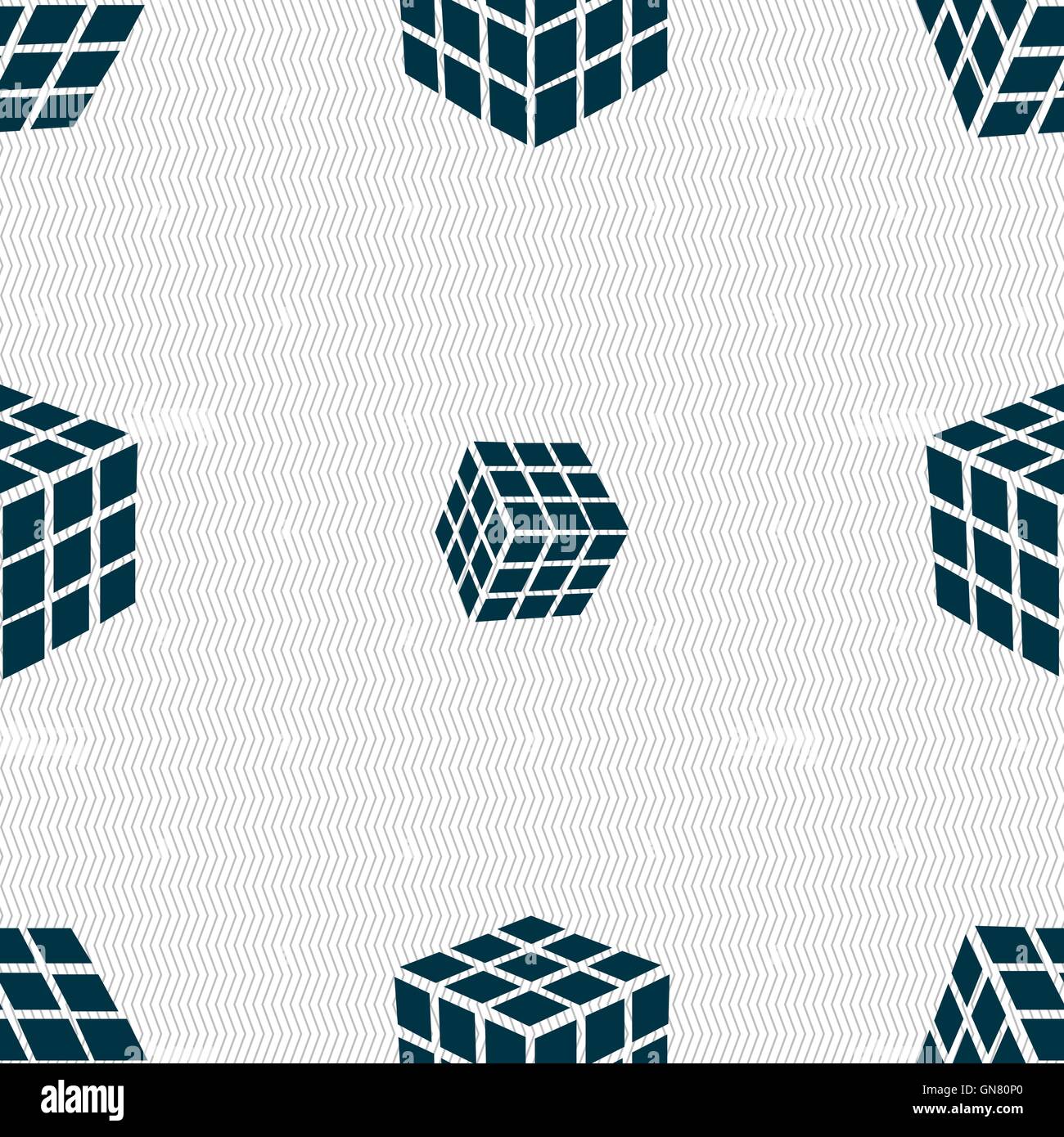A three sided cube puzzle box in 3D icon sign. Seamless pattern with ...