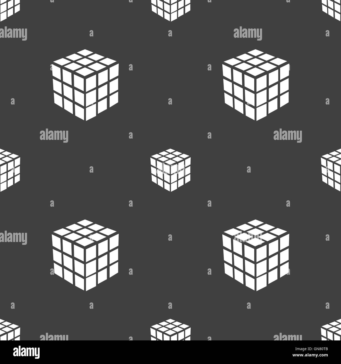 A three sided cube puzzle box in 3D icon sign. Seamless pattern on a