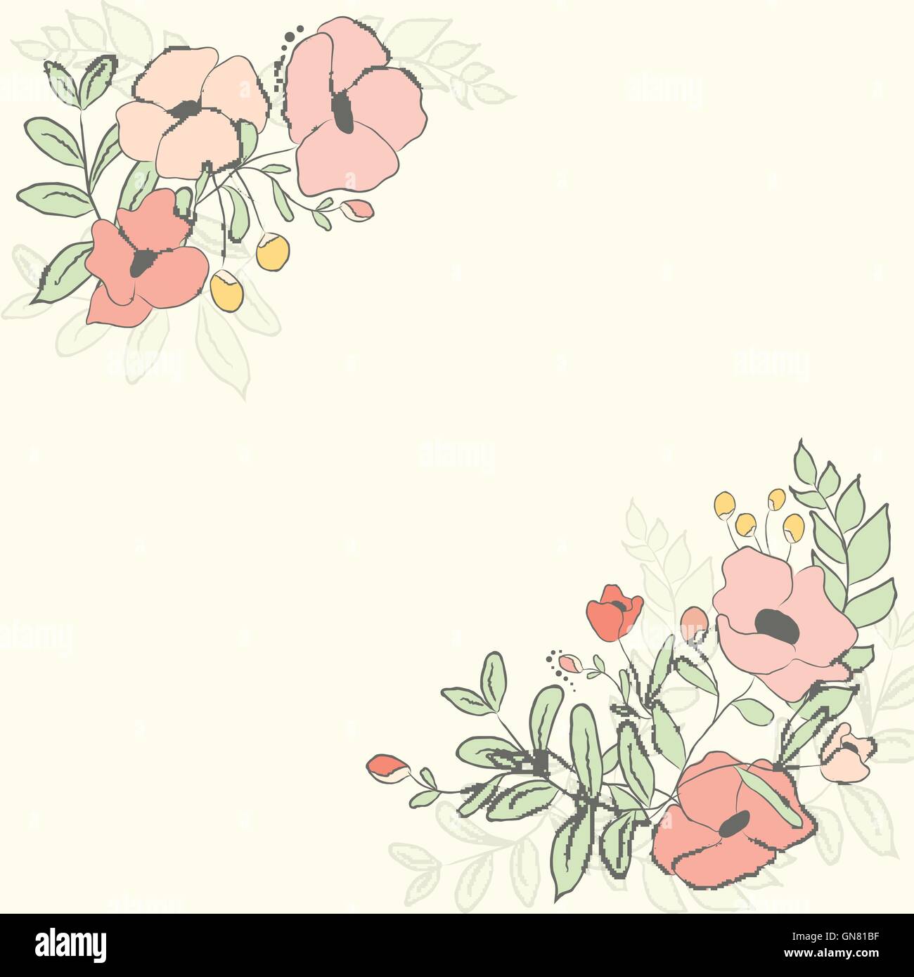 Cute card with flower bouquet. Vector illustration Stock Vector Image