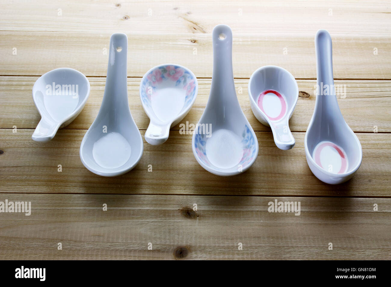 Chinese Soup Spoons Stock Photo Alamy