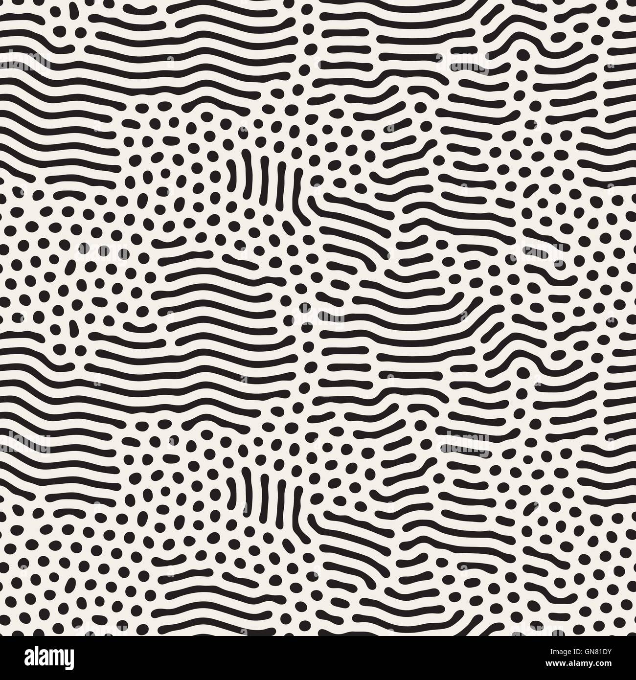 Vector Seamless Black and White Organic Rounded Jumble Lines Maze ...