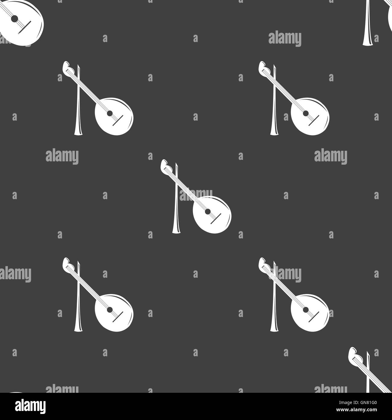 Balalaika icon sign. Seamless pattern on a gray background. Vector ...