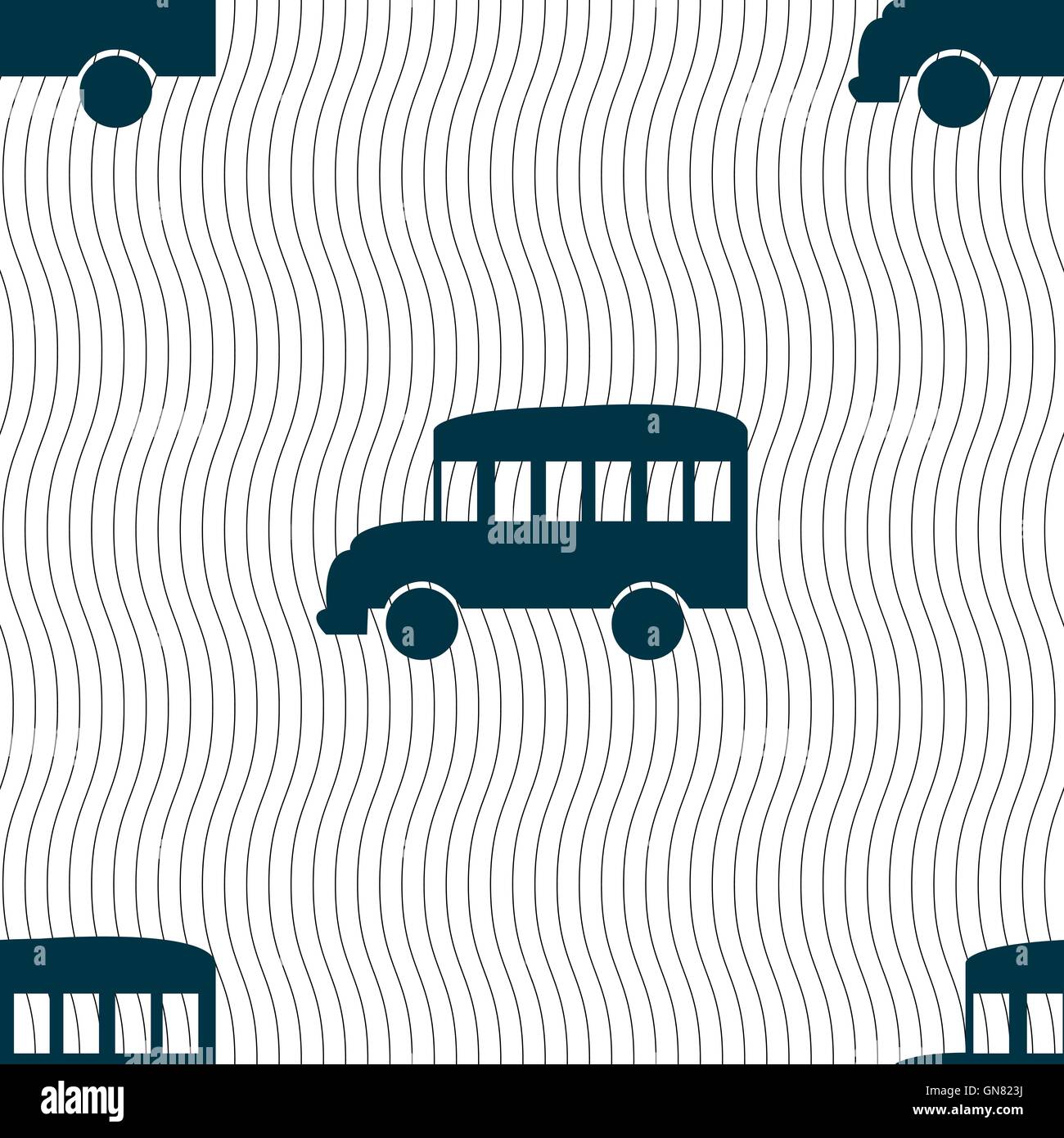 Bus icon sign. Seamless pattern with geometric texture. Vector Stock ...