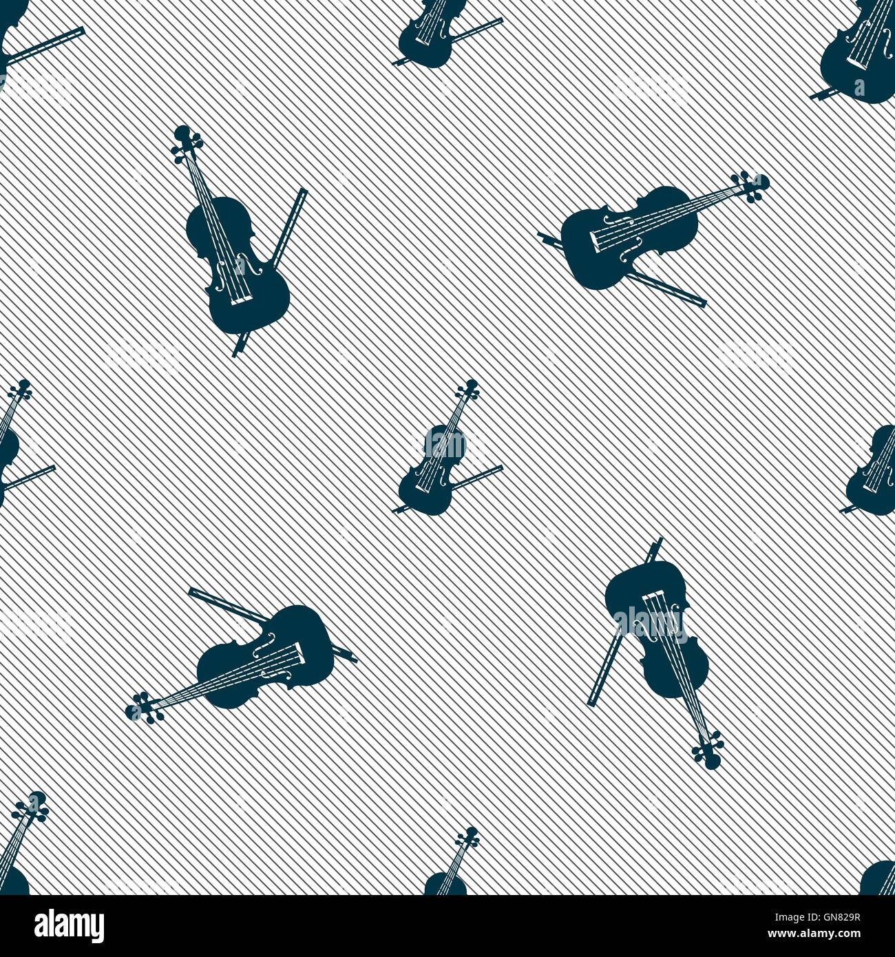 Violin icon sign. Seamless pattern with geometric texture. Vector Stock ...