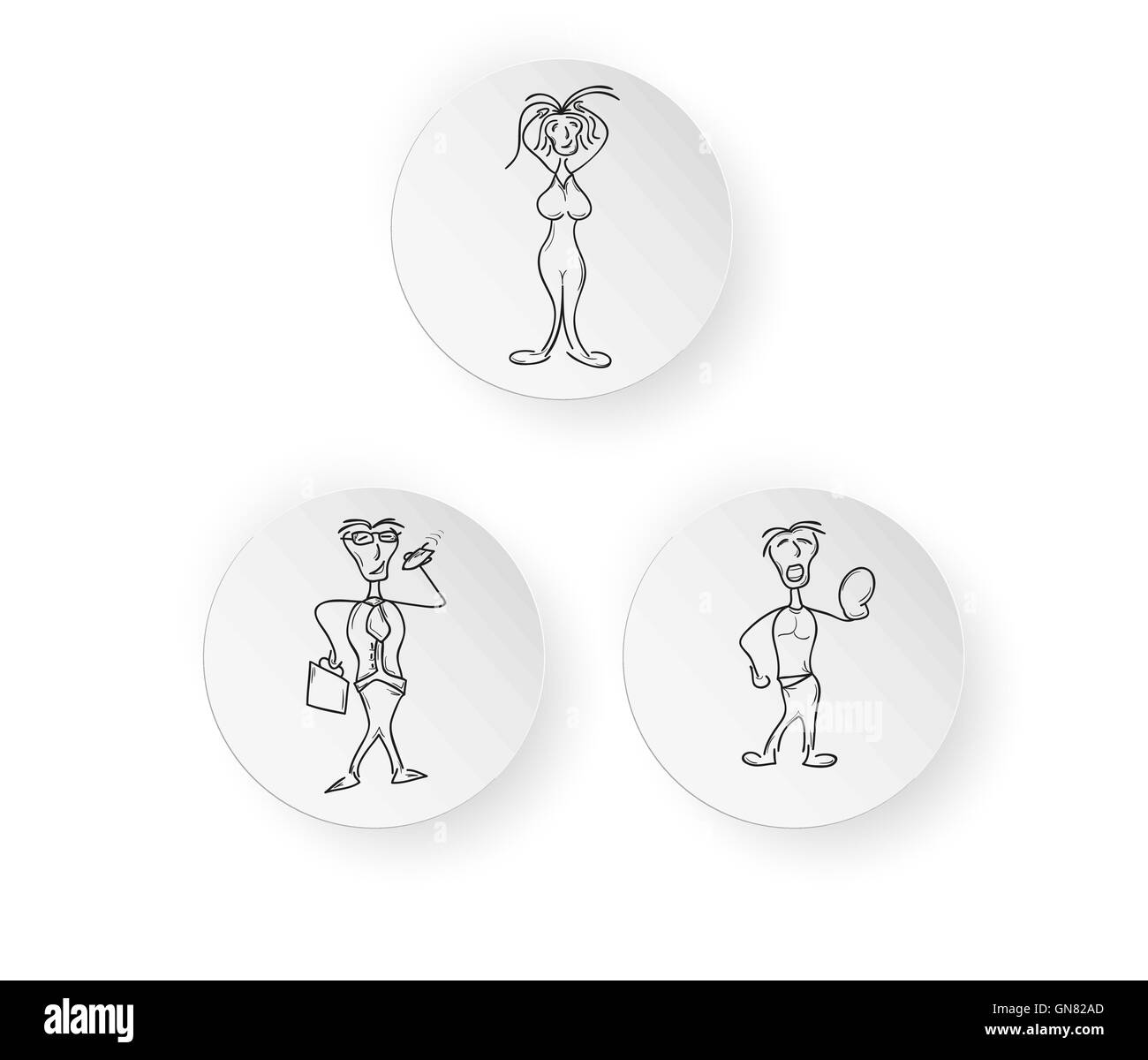 buttons with man, businessman and woman Stock Vector