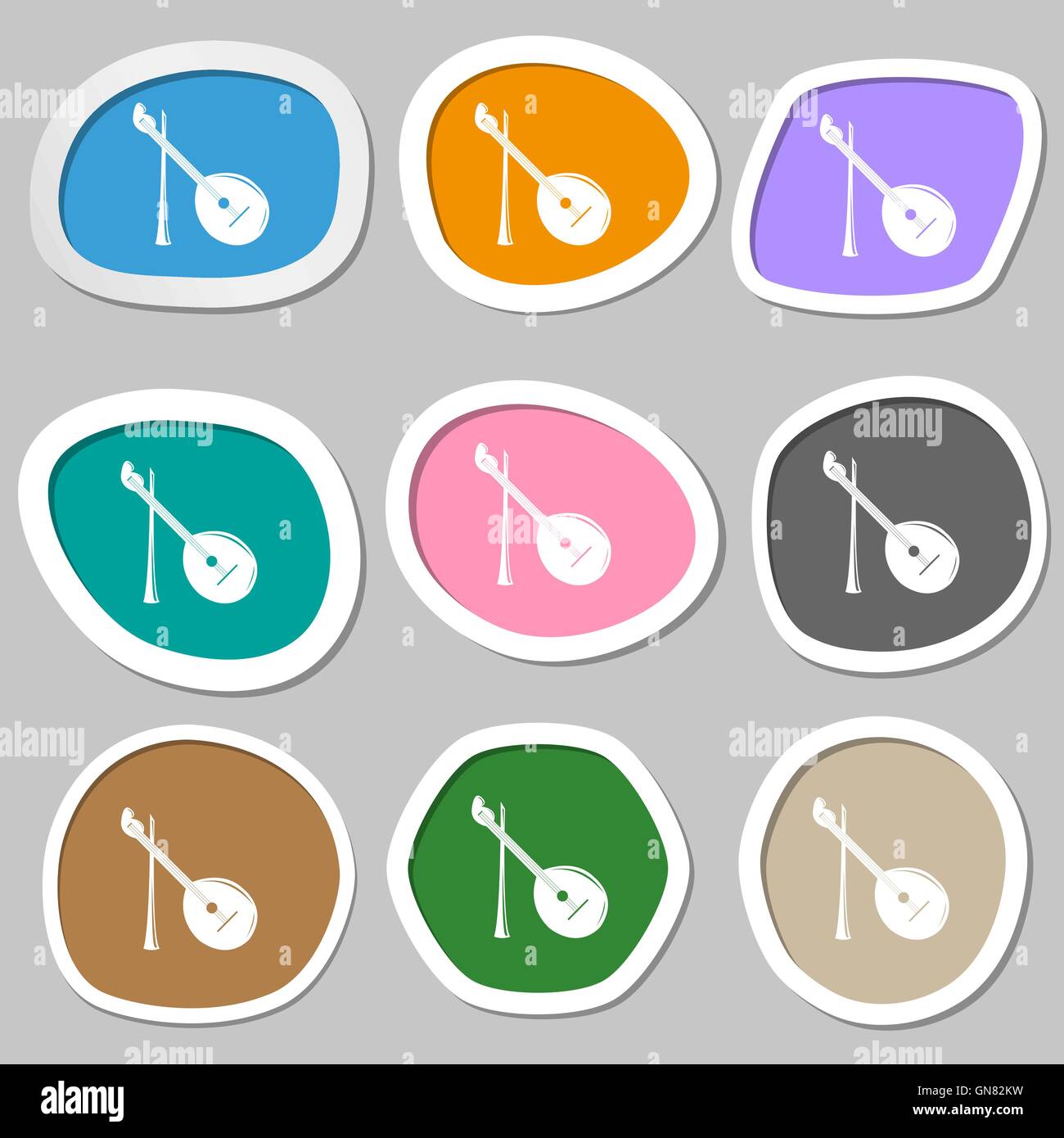Balalaika symbols. Multicolored paper stickers. Vector Stock Vector ...