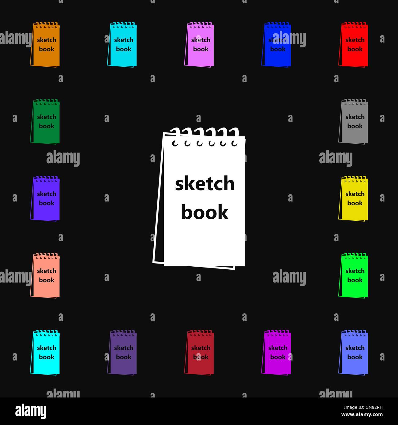 Sketchbook icon sign. Lots of colorful symbols for your design. Vector ...