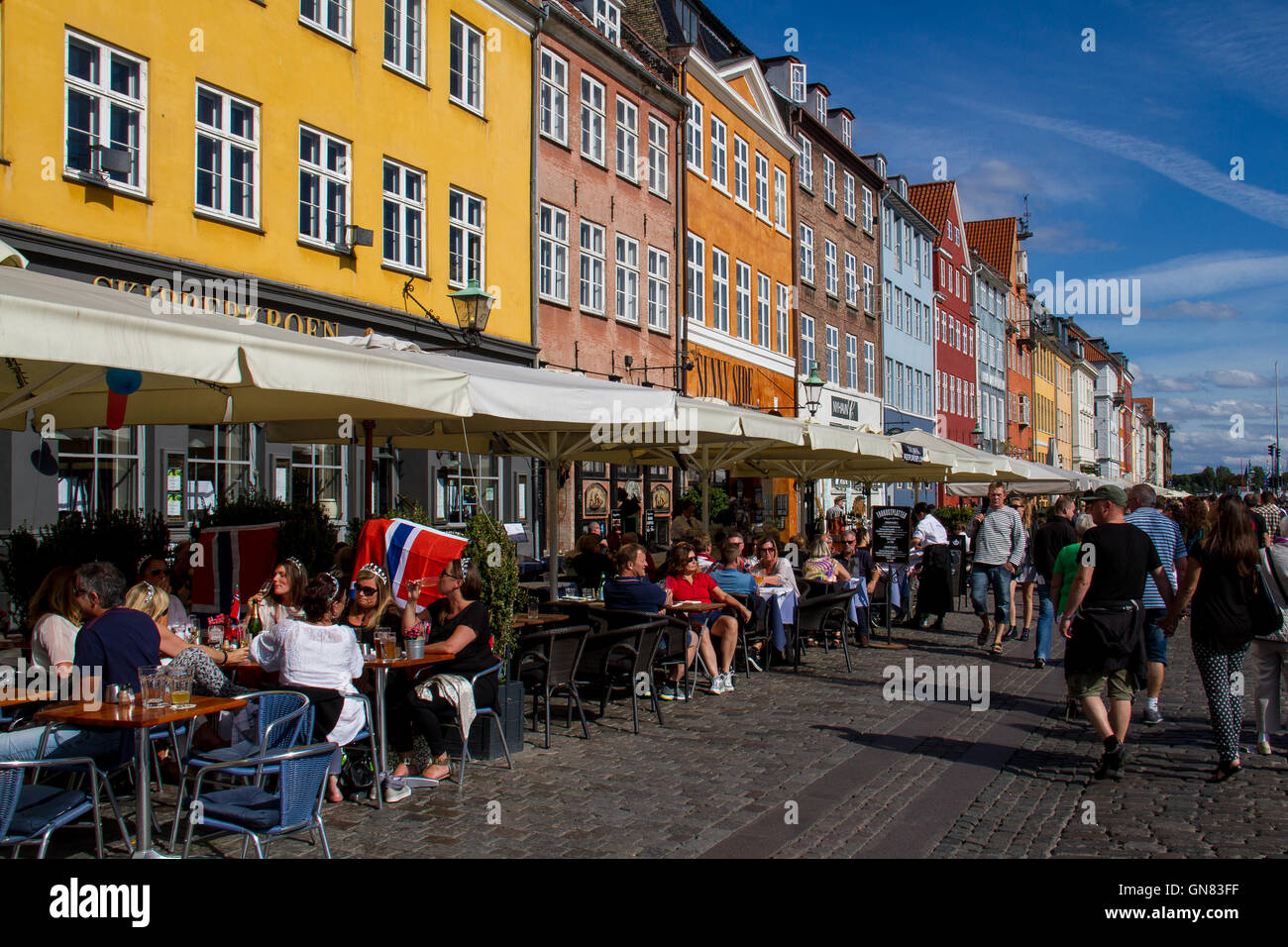 Nyhavn, the colourful waterfront, canal and entertainment district in Copenhagen, Denmark Stock Photo