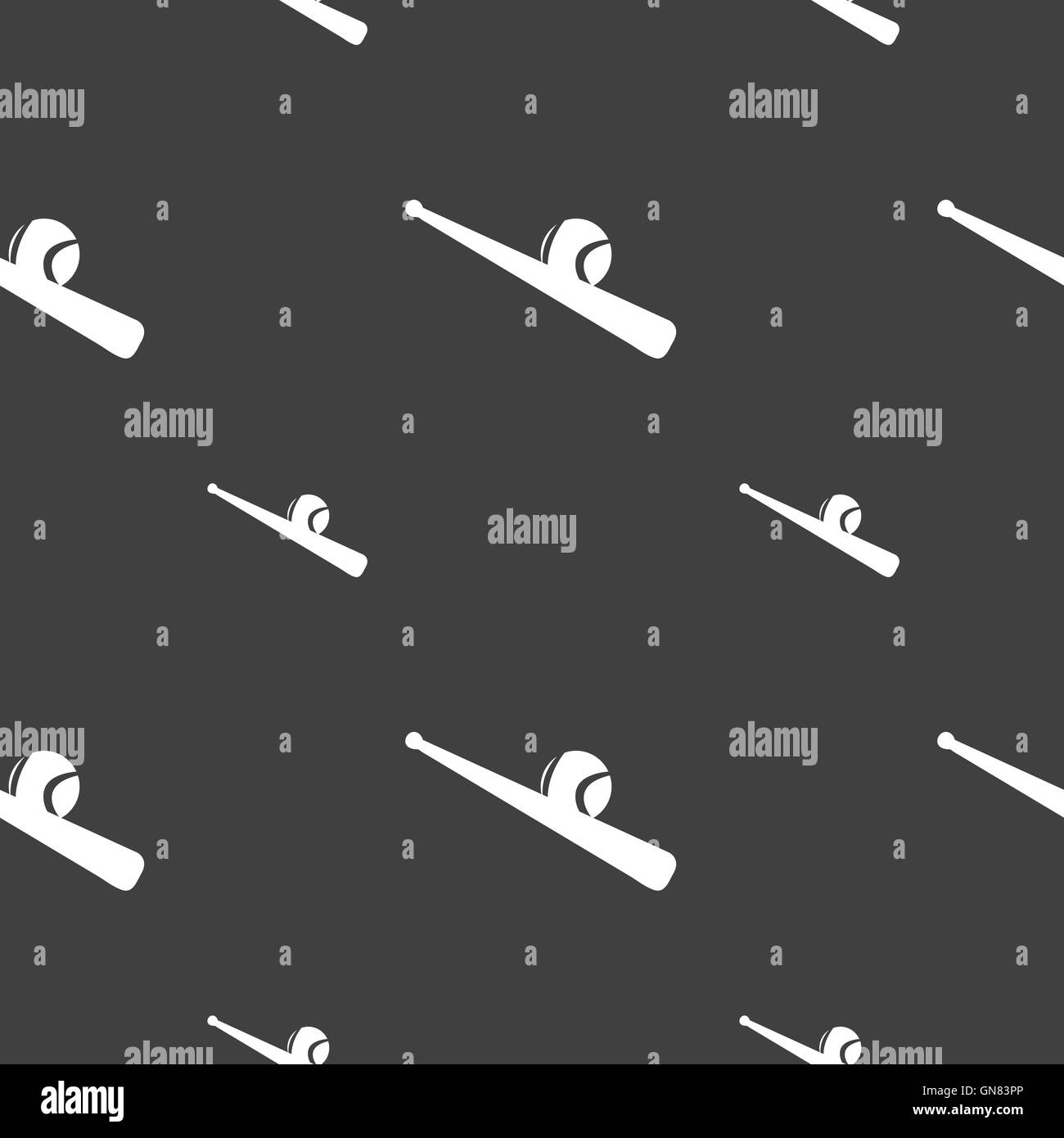 Baseball icon sign. Seamless pattern on a gray background. Vector Stock ...