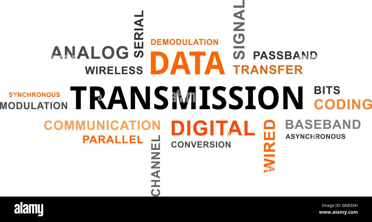 word cloud - data transmission Stock Vector